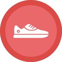 zapatilla de deporte glifo debido circulo icono diseño vector