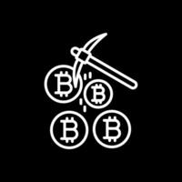 bitcoin minería línea invertido icono diseño vector