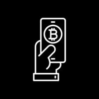 pagar bitcoin línea invertido icono diseño vector