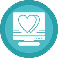 Heart Glyph Due Circle Icon Design vector