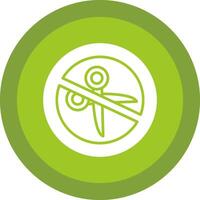 No Scissors Glyph Due Circle Icon Design vector