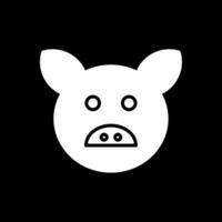 Pig Glyph Inverted Icon Design vector