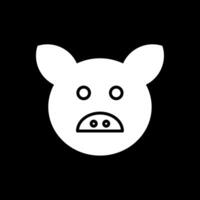 Pig Glyph Inverted Icon Design vector