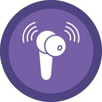 Earbud Glyph Due Circle Icon Design vector