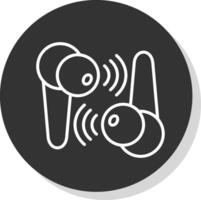 Earbuds Glyph Due Circle Icon Design vector