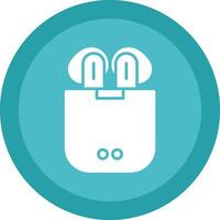 Earbuds Glyph Due Circle Icon Design vector