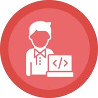Programmer Glyph Due Circle Icon Design vector