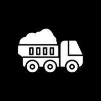 Dumper Truck Glyph Inverted Icon Design vector