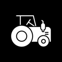 tractor glifo invertido icono diseño vector