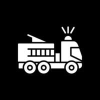 Fire Truck Glyph Inverted Icon Design vector