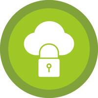 Cloud Lock Glyph Due Circle Icon Design vector