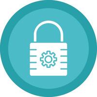 Lock Glyph Due Circle Icon Design vector