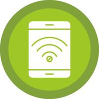 No Wifi Glyph Due Circle Icon Design vector