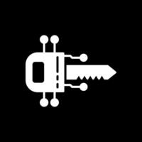 digital llave glifo invertido icono diseño vector
