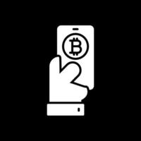 pagar bitcoin glifo invertido icono diseño vector
