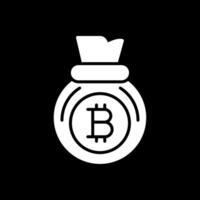 bitcoin bolso glifo invertido icono diseño vector