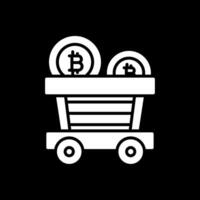 Bitcoin Trolley Glyph Inverted Icon Design vector