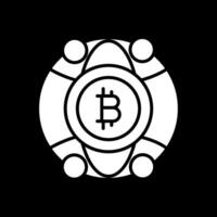 global bitcoin glifo invertido icono diseño vector