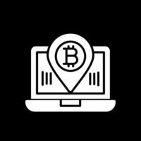 bitcoin ubicación glifo invertido icono diseño vector