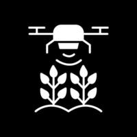 agrícola drones glifo invertido icono diseño vector