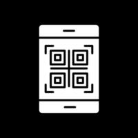 qr código glifo invertido icono diseño vector