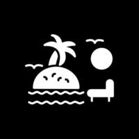 puesta de sol en playa glifo invertido icono diseño vector