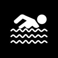 nadando glifo invertido icono diseño vector