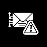 Warning Mail Glyph Inverted Icon Design vector