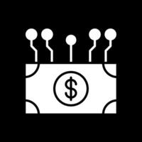 electrónico dinero glifo invertido icono diseño vector