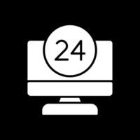 24 hora glifo invertido icono diseño vector