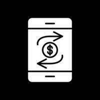 Mobile Transaction Glyph Inverted Icon Design vector