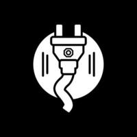 Plug-In Glyph Inverted Icon Design vector