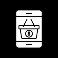 Mobile Shopping Glyph Inverted Icon Design vector