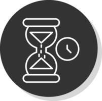 reloj de arena línea sombra circulo icono diseño vector