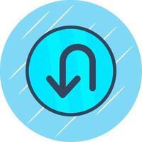 U Turn Flat Circle Icon Design vector