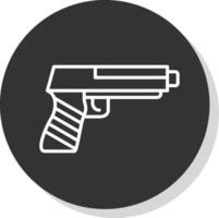 pistola línea sombra circulo icono diseño vector