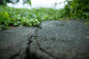 Macro Shoot of Concrete stone walk path. photo