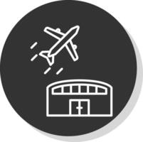 aeropuerto línea sombra circulo icono diseño vector