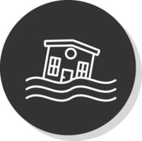 inundado casa línea sombra circulo icono diseño vector