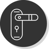 Door Lock Line Shadow Circle Icon Design vector