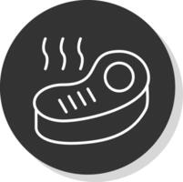 Steak Line Shadow Circle Icon Design vector