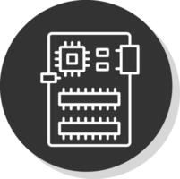 Circuit Board Line Shadow Circle Icon Design vector