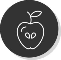 manzana línea sombra circulo icono diseño vector