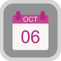 October Flat round corner Icon Design vector