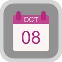 October Flat round corner Icon Design vector