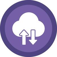 Cloud Data Transfer Line Shadow Circle Icon Design vector