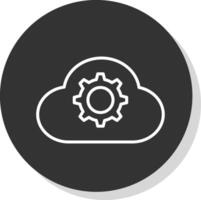 Cloud Settings Line Shadow Circle Icon Design vector