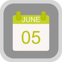 June Flat round corner Icon Design vector
