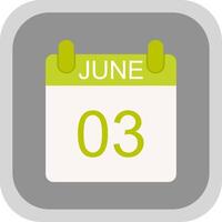 June Flat round corner Icon Design vector