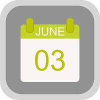 June Flat round corner Icon Design vector